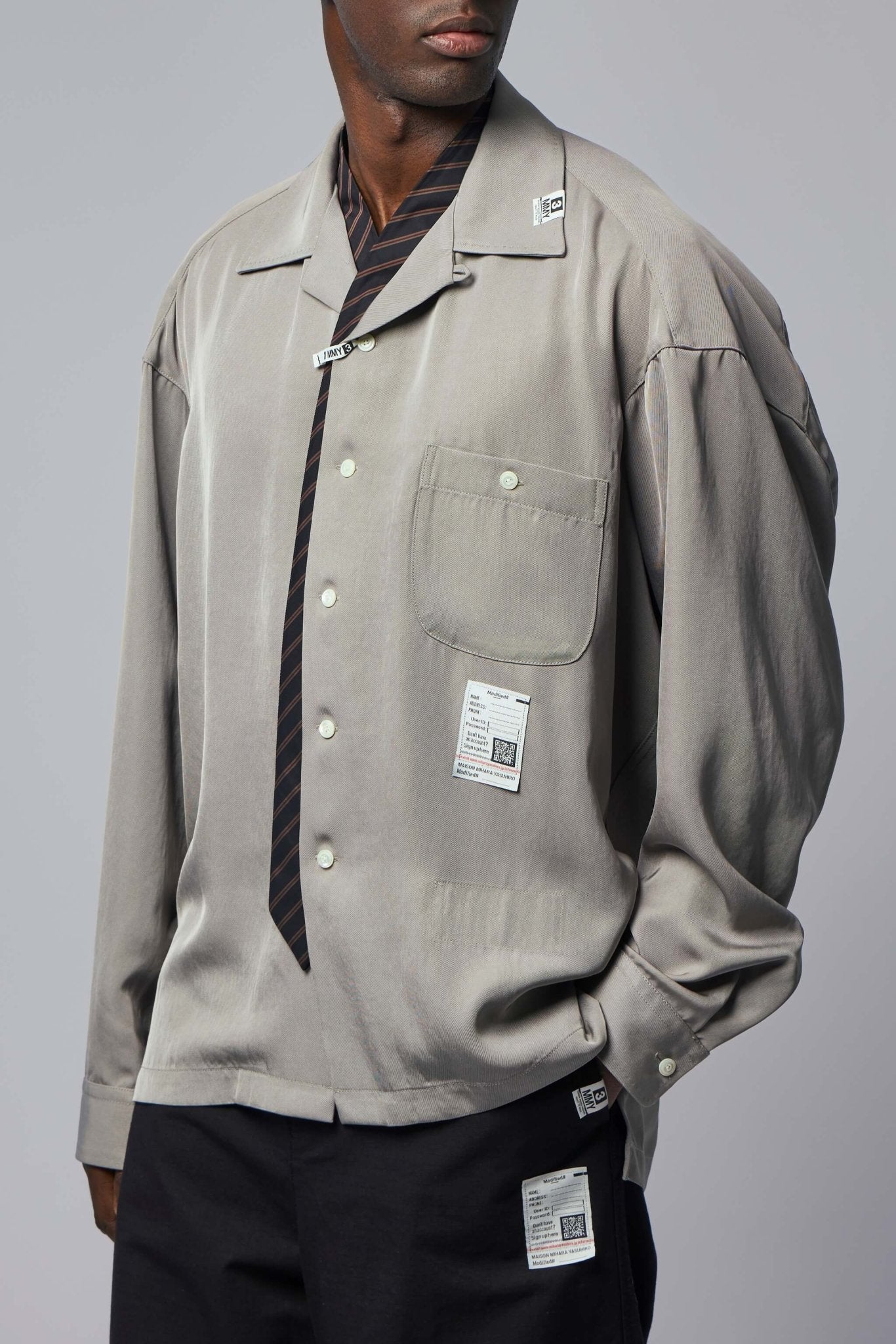 Attaced Tie L/s Shirts