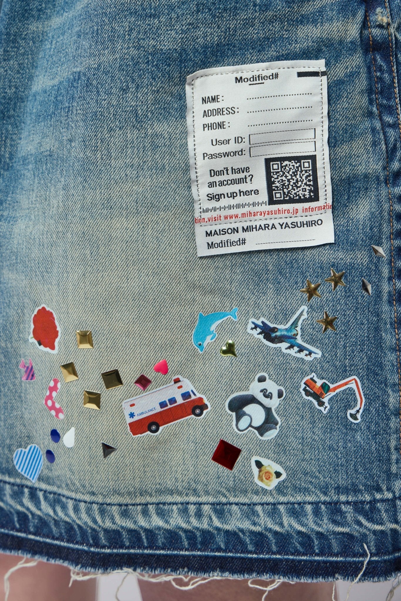 Kids Sticker Printed Denim Gather Shorts