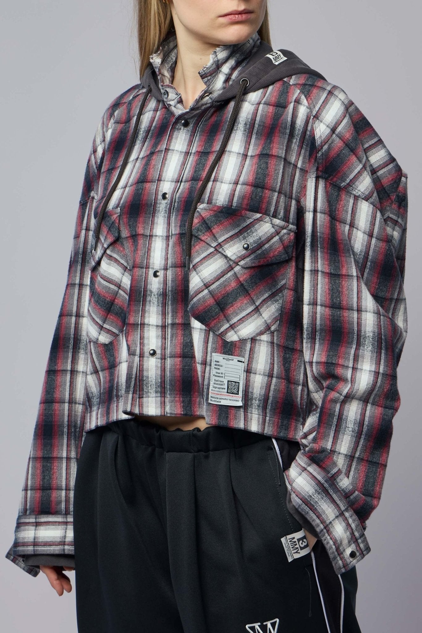 Hoodie Combine Checkered Shirt