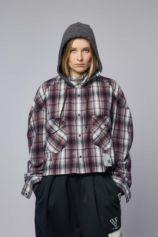 Hoodie Combine Checkered Shirt