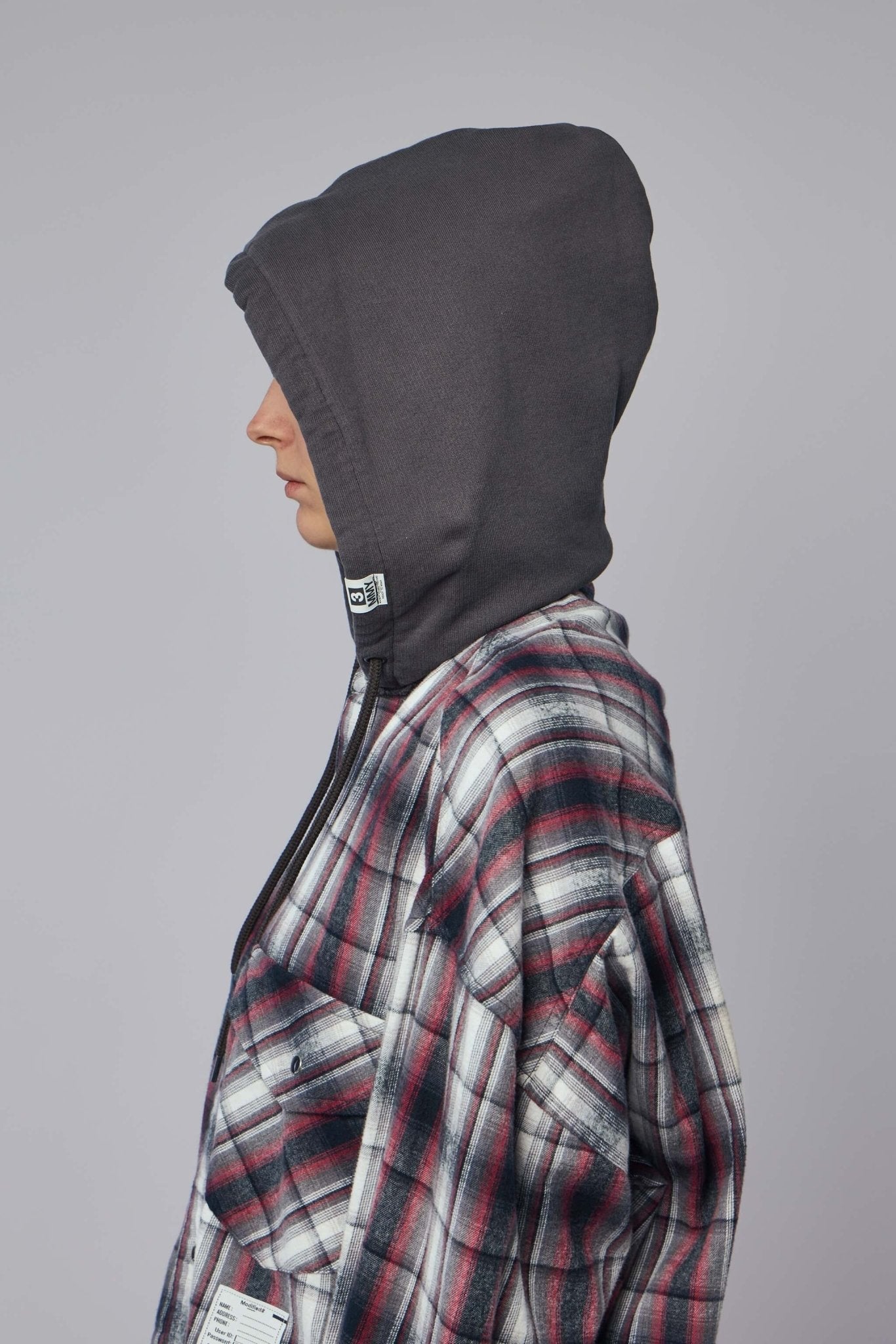 Hoodie Combine Checkered Shirt