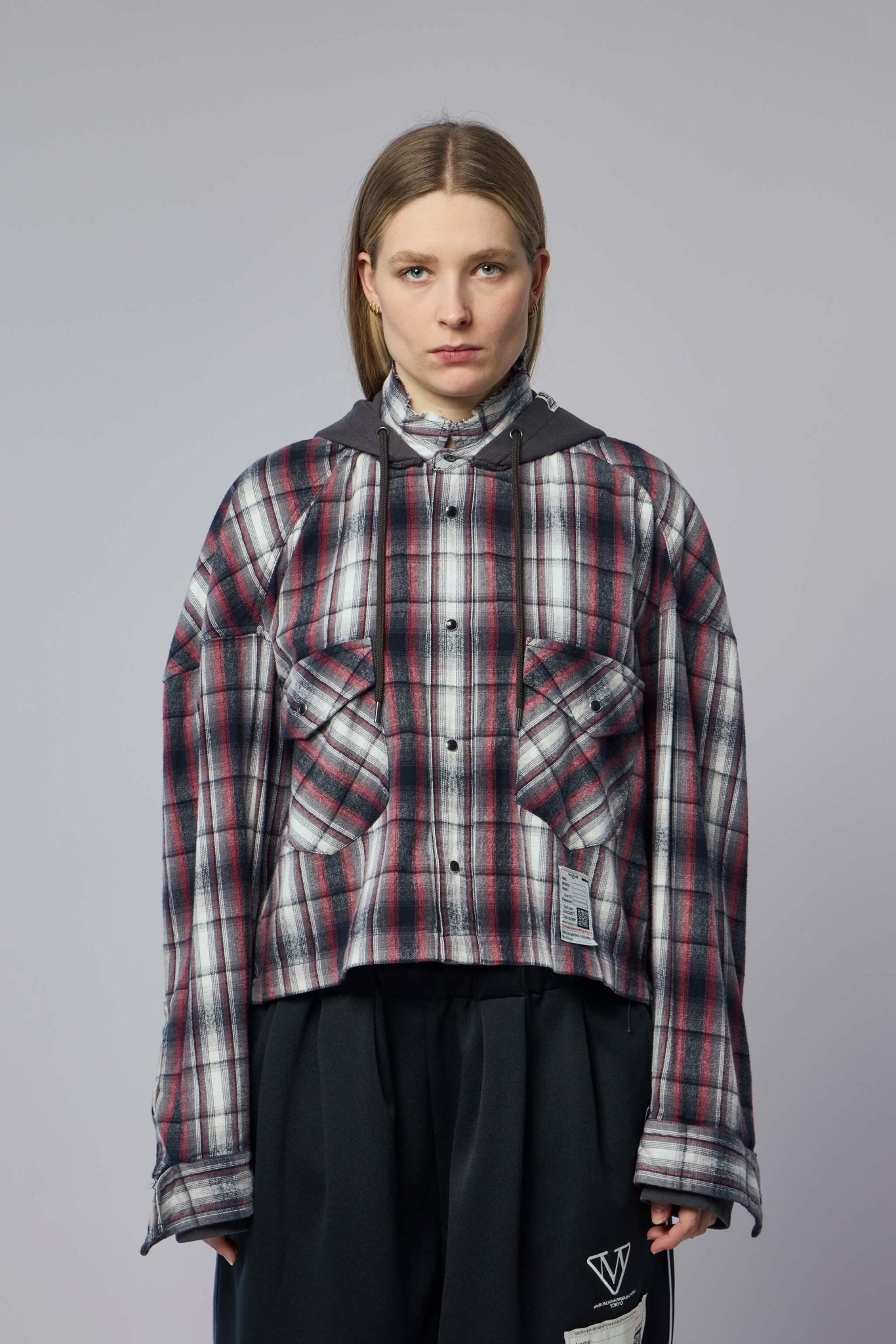 Hoodie Combine Checkered Shirt