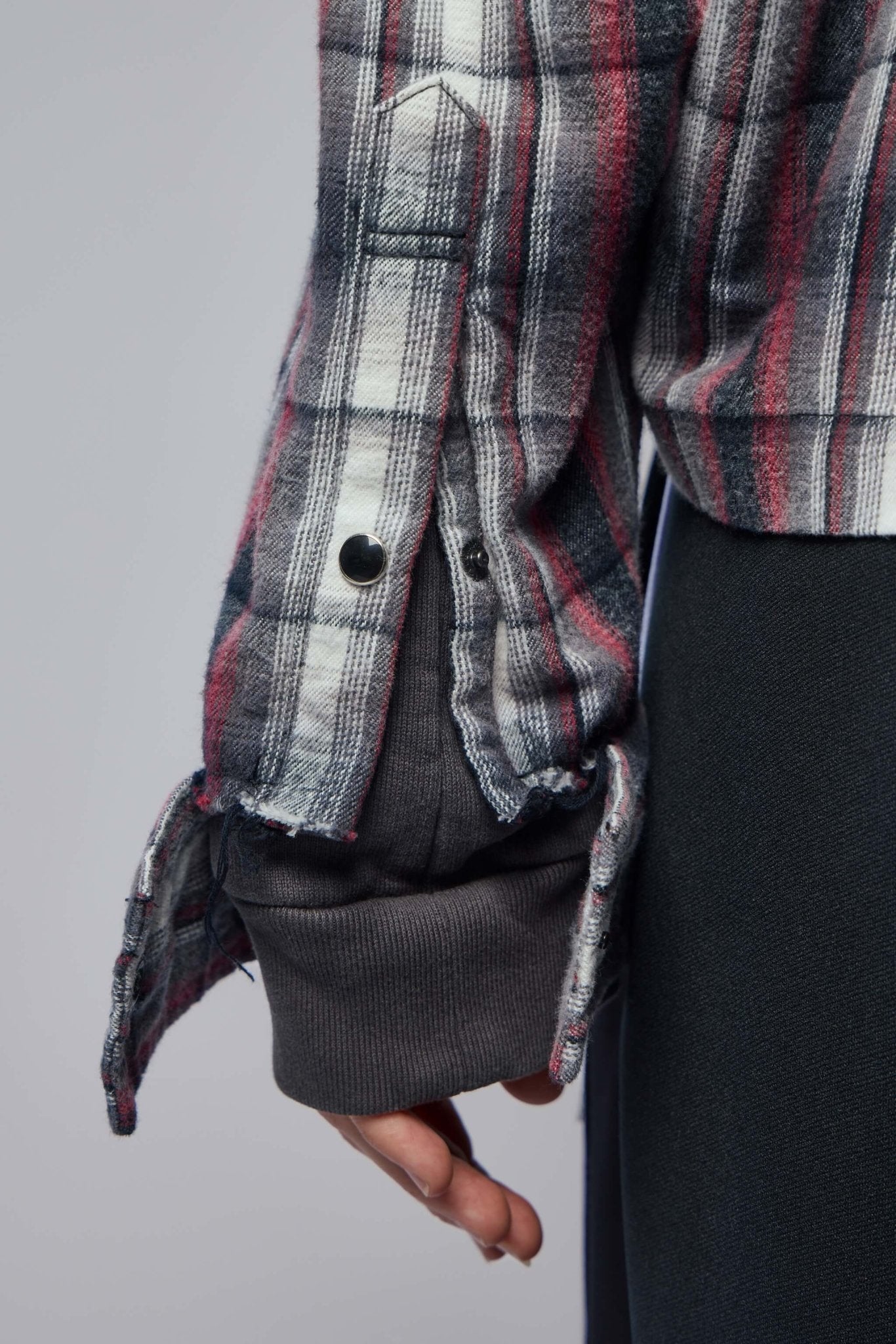 Hoodie Combine Checkered Shirt