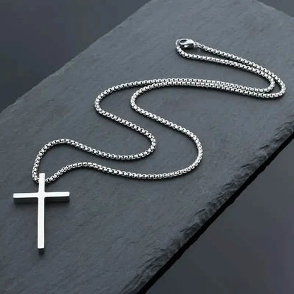 Fashion Stainless Steel Cross Pendant Unisex Necklace