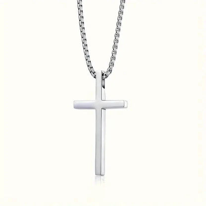 Fashion Stainless Steel Cross Pendant Unisex Necklace