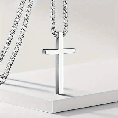 Fashion Stainless Steel Cross Pendant Unisex Necklace
