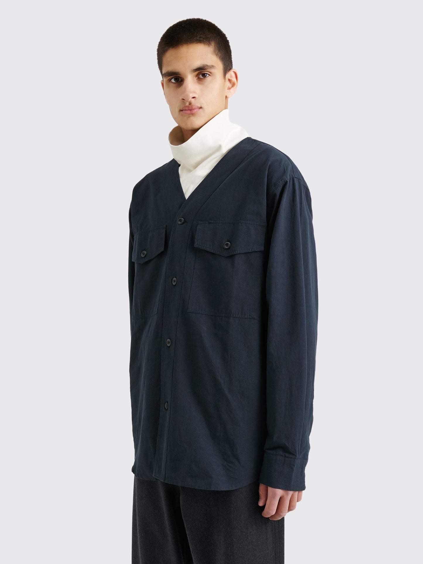 Margaret Howell MHL Scout Shirt Linen Plainweave Ink
