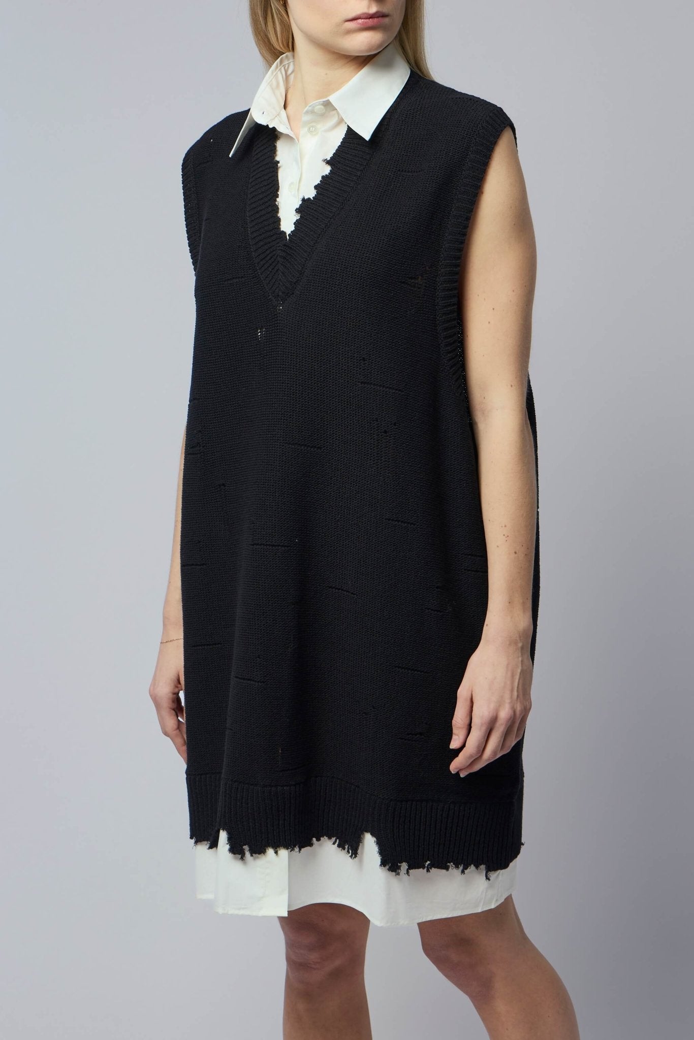 Knitted V-neck Mini Dress