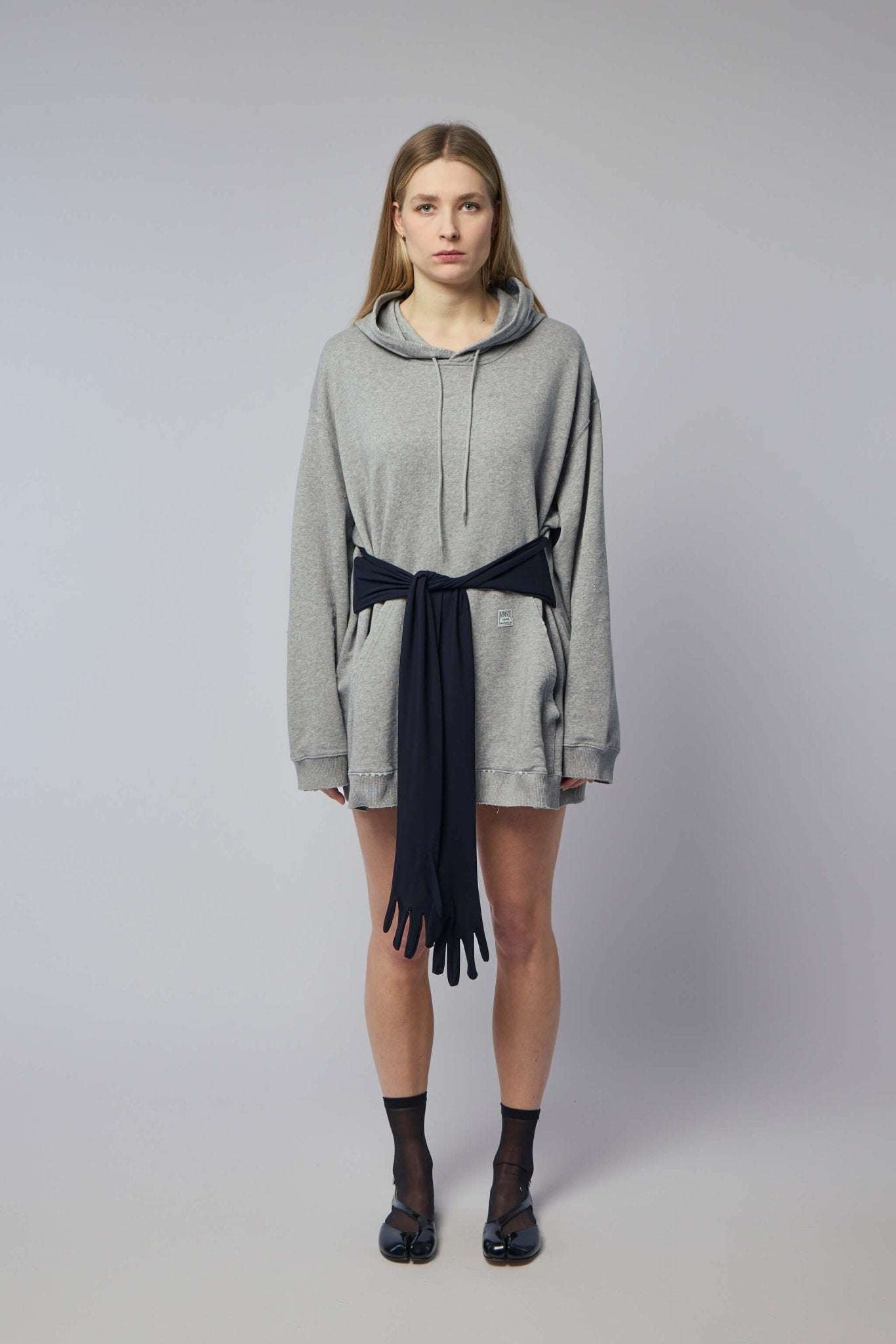 Gray Melange Hoodie Dress