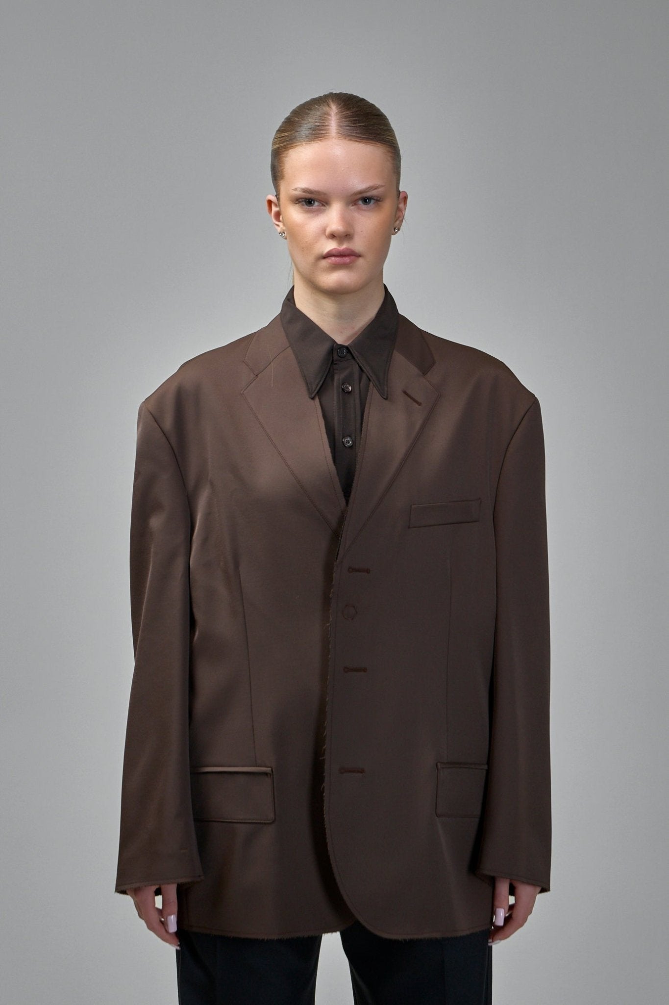Single-breasted Jacket with Raw-cut Edges