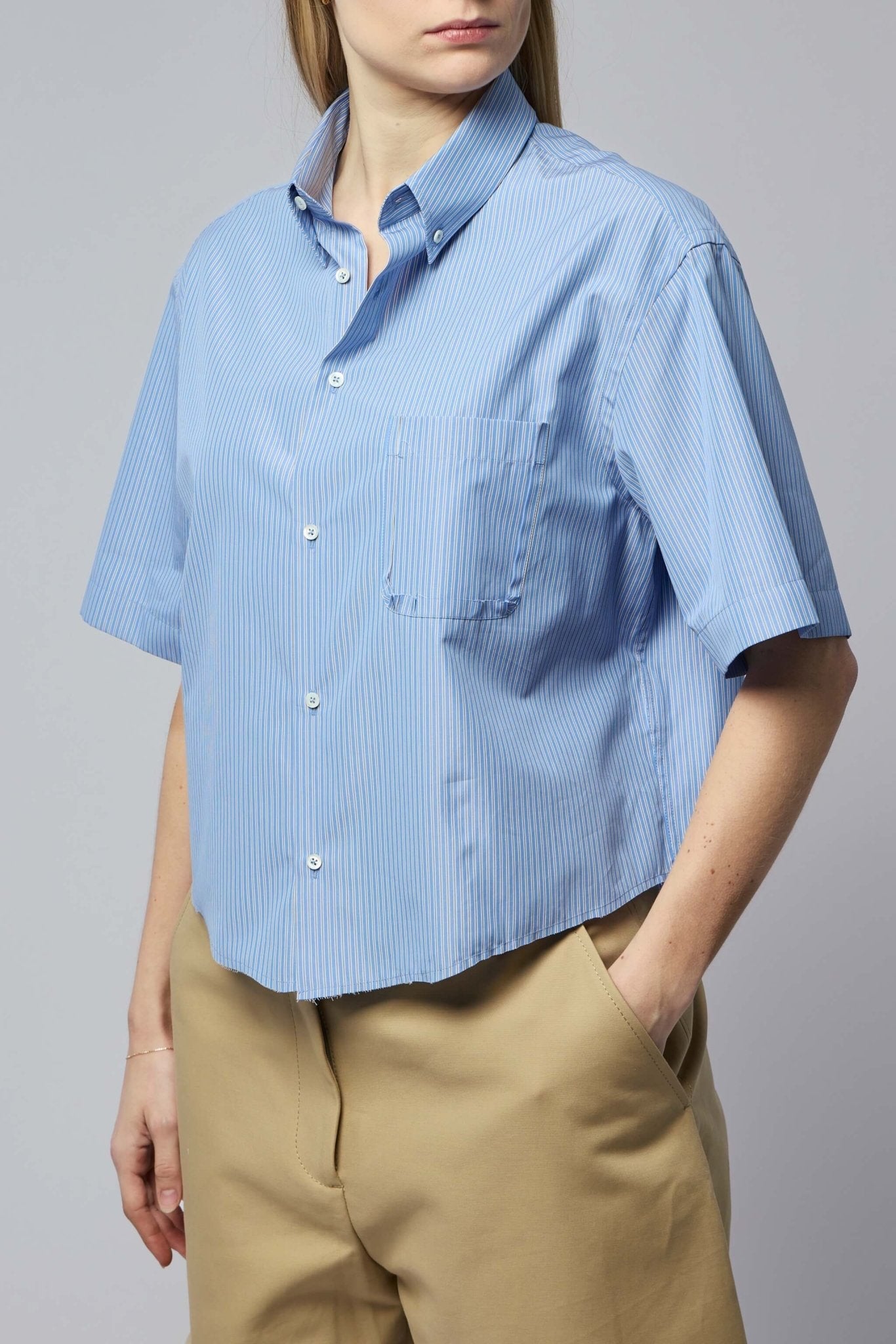 Short-sleeved Pinstripe Shirt