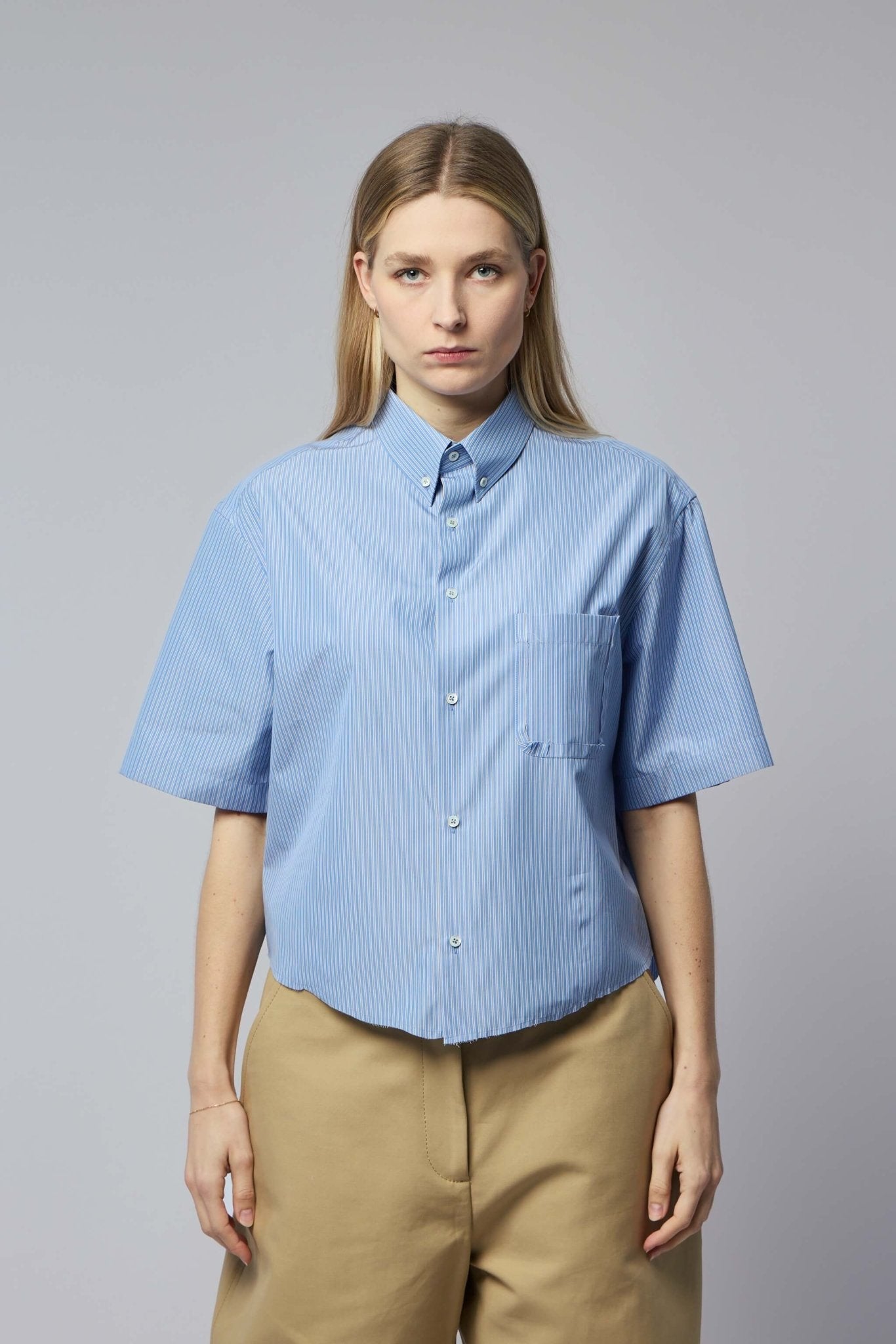 Short-sleeved Pinstripe Shirt