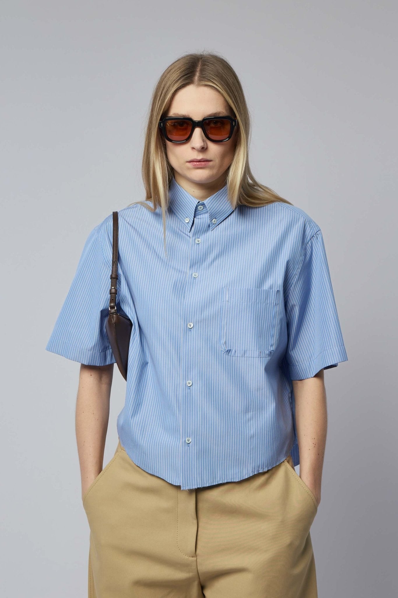 Short-sleeved Pinstripe Shirt