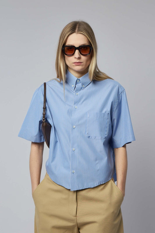Short-sleeved Pinstripe Shirt