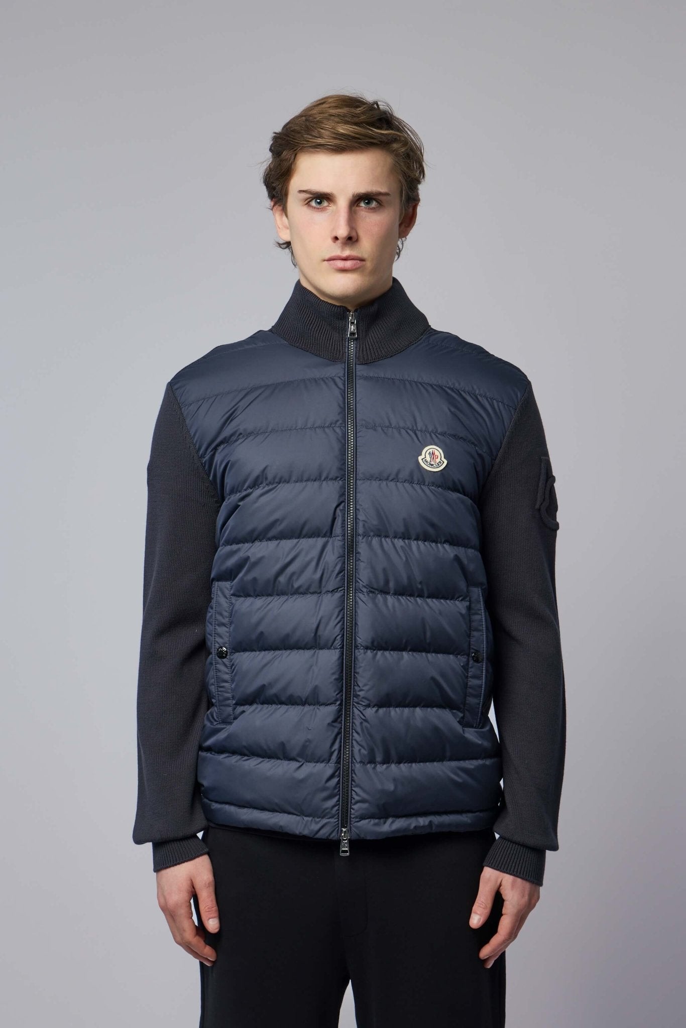 Padded Zip-up Cotton Cardigan