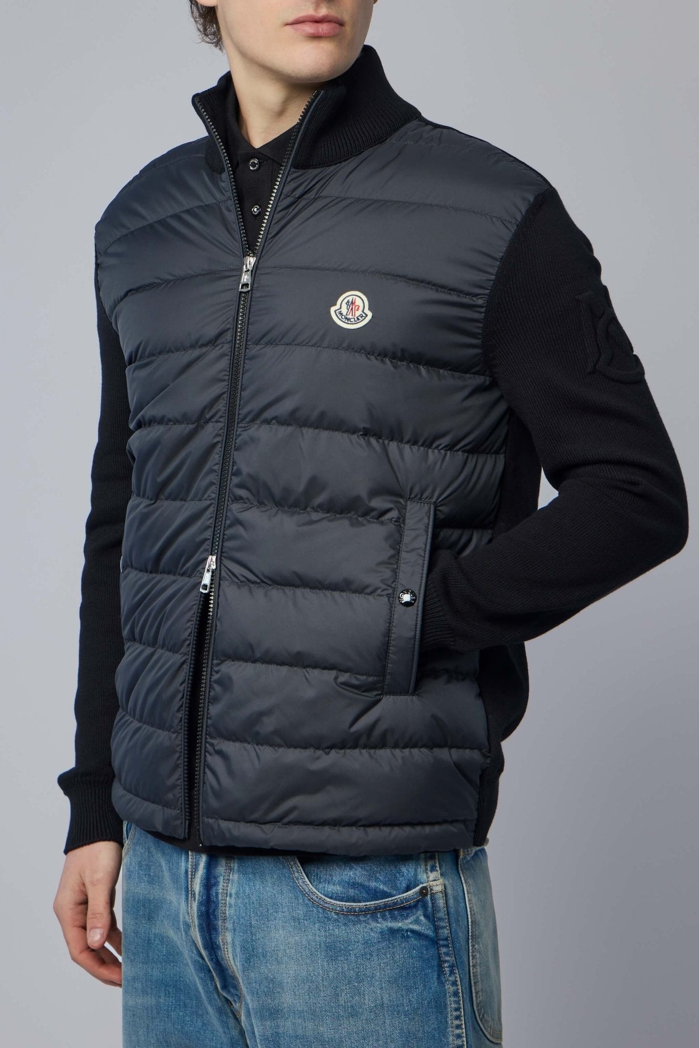 Padded Zip-up Cotton Cardigan