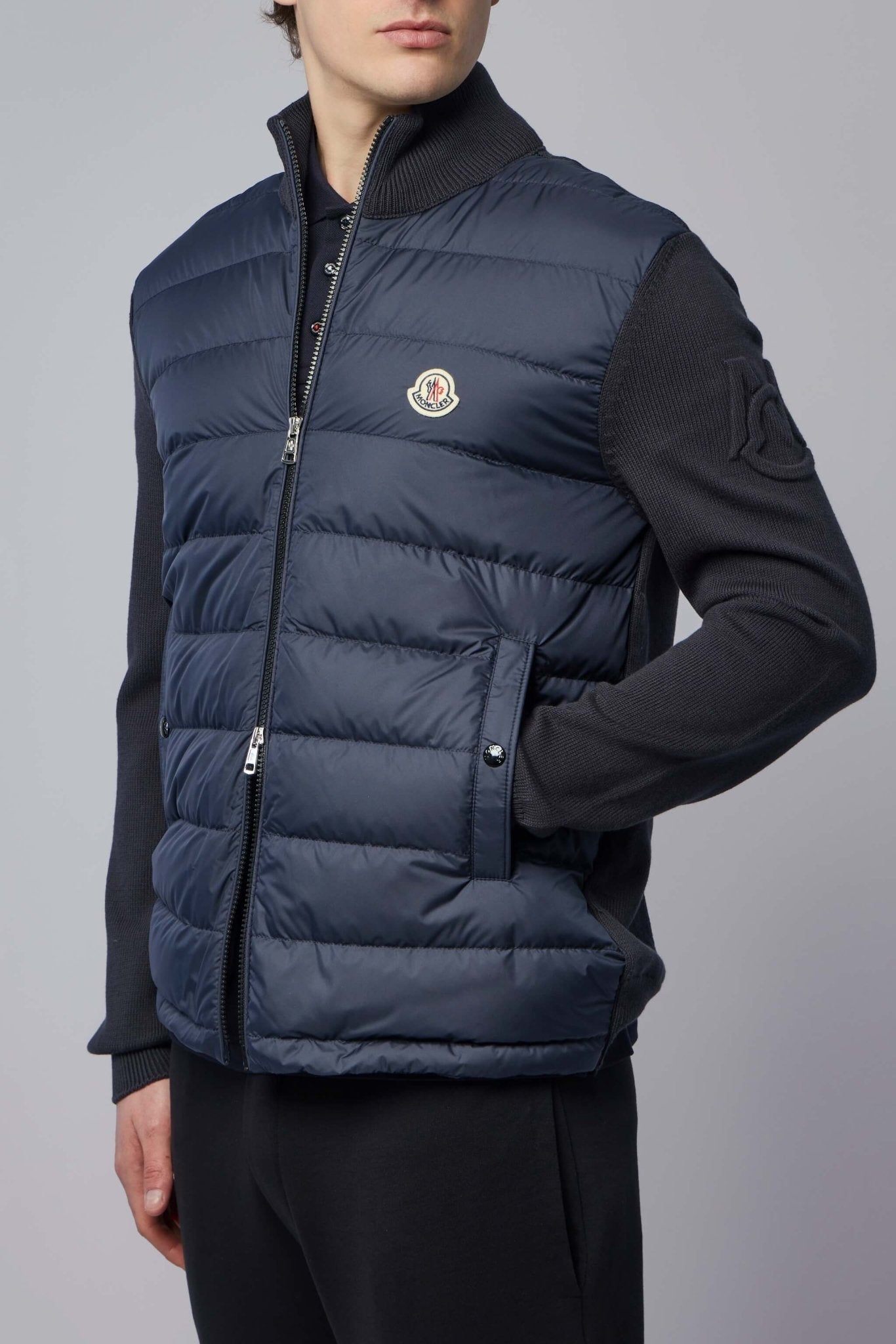 Padded Zip-up Cotton Cardigan