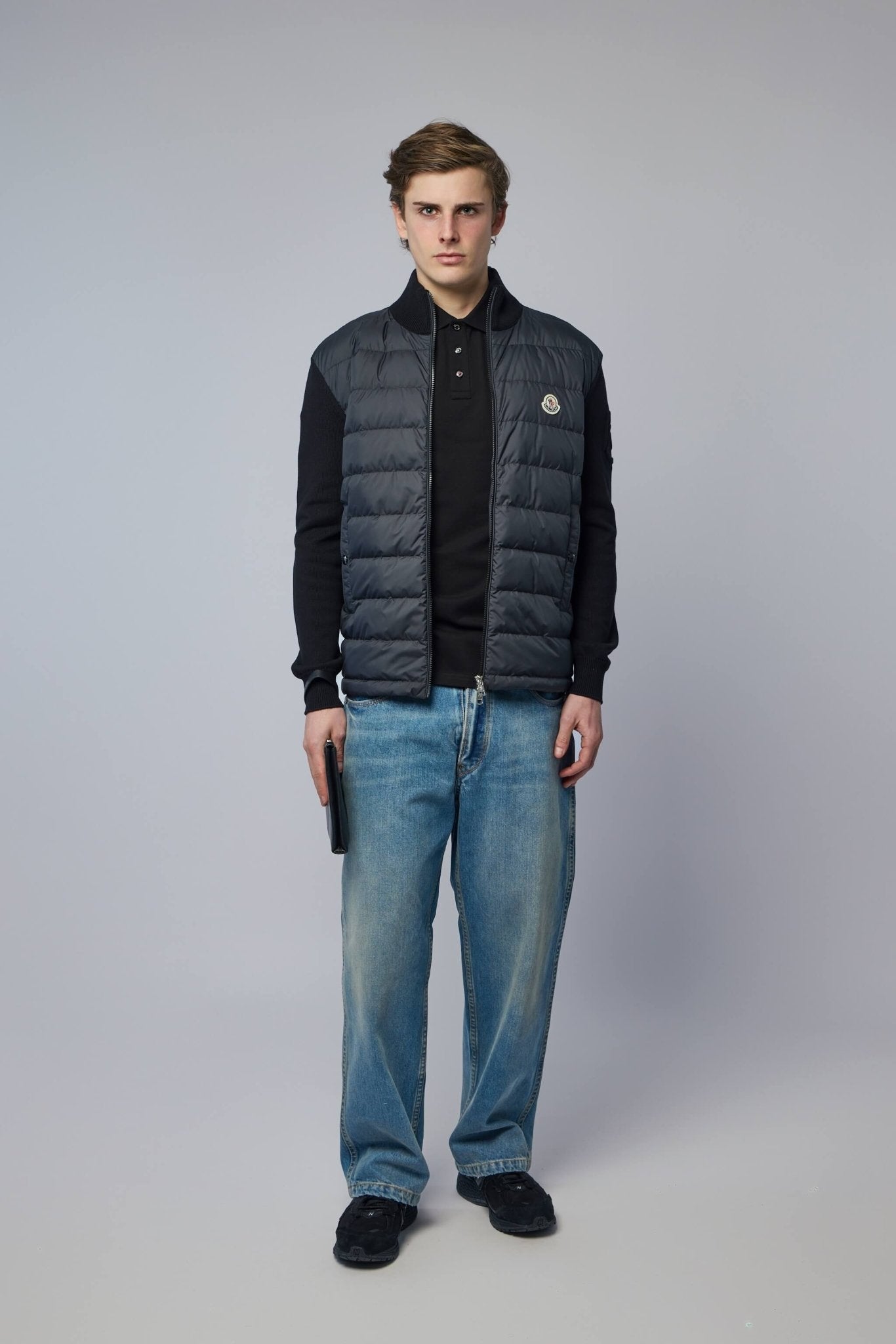 Padded Zip-up Cotton Cardigan