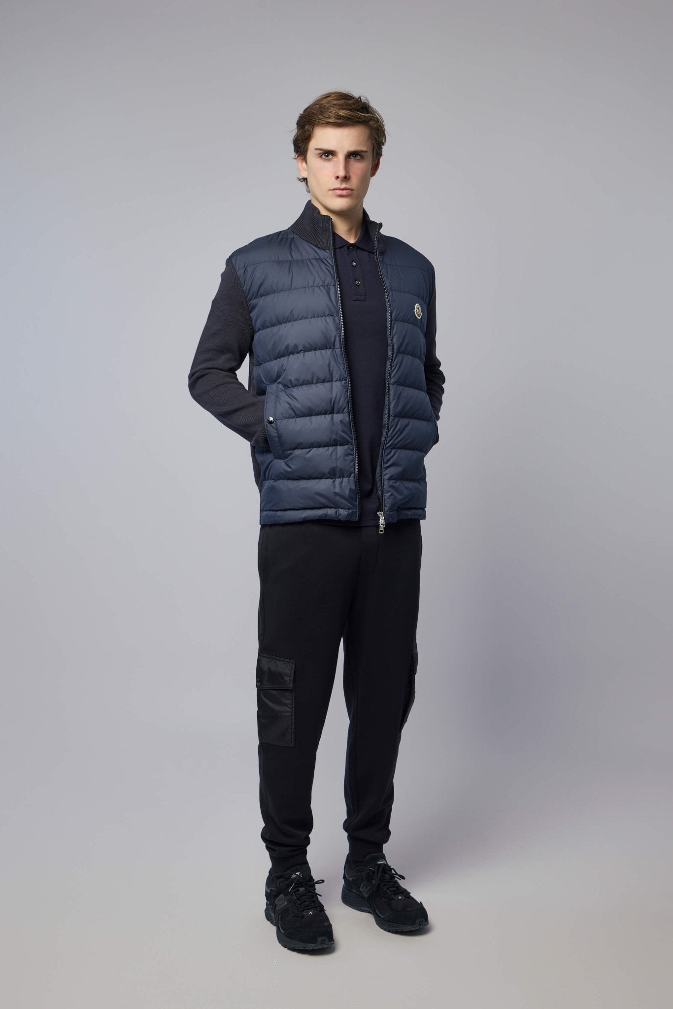 Padded Zip-up Cotton Cardigan
