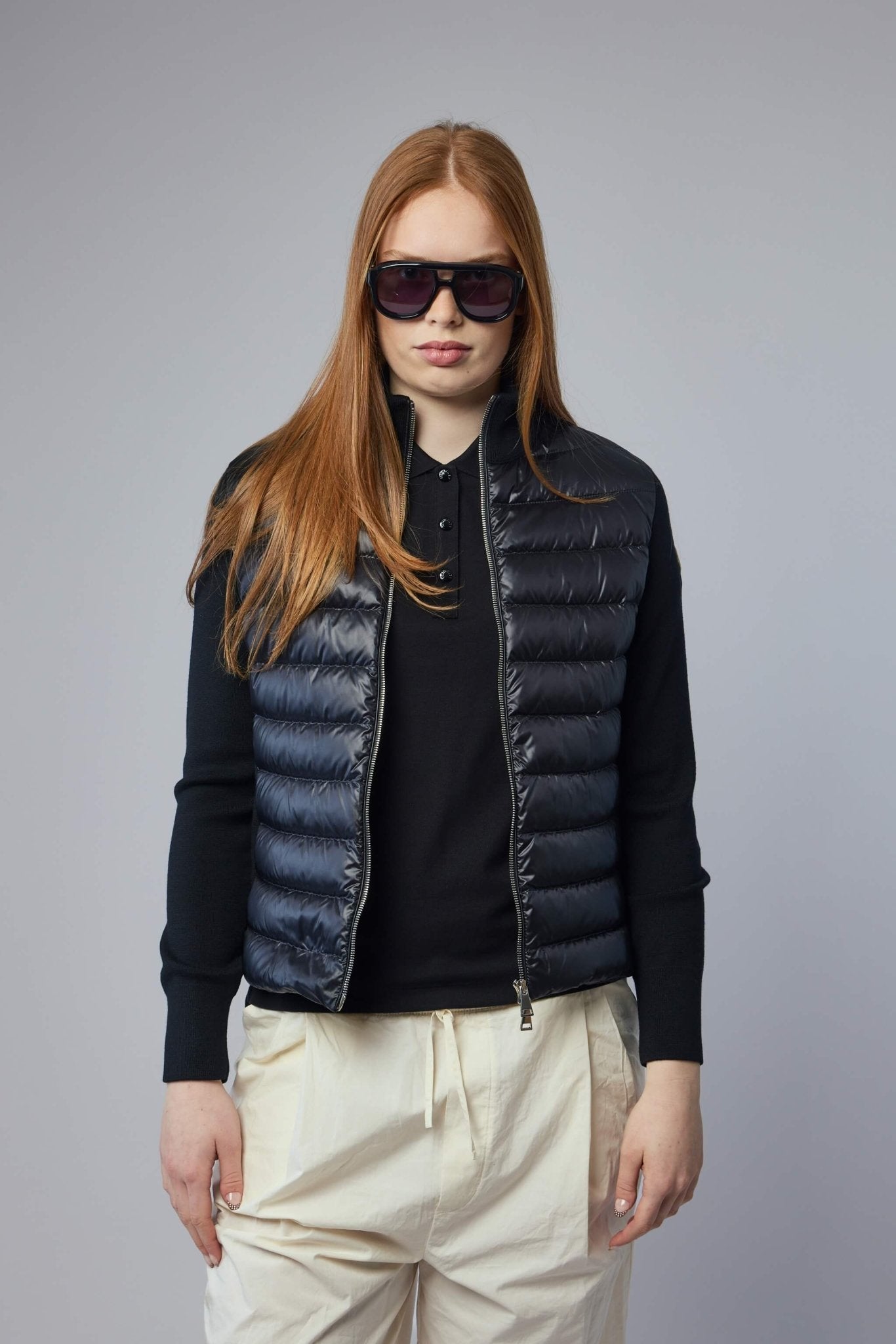 Padded Wool Zip-up Cardigan