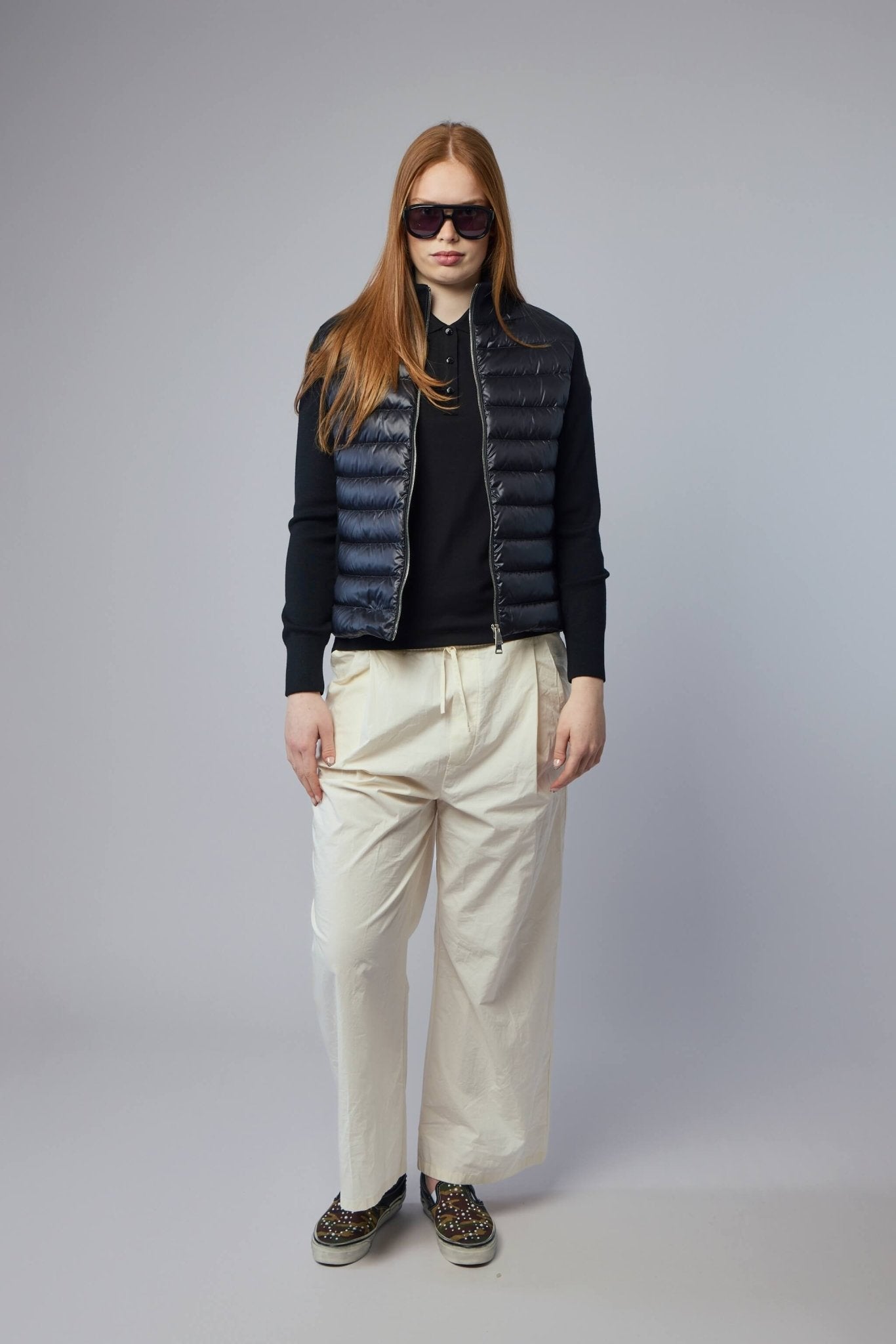 Padded Wool Zip-up Cardigan