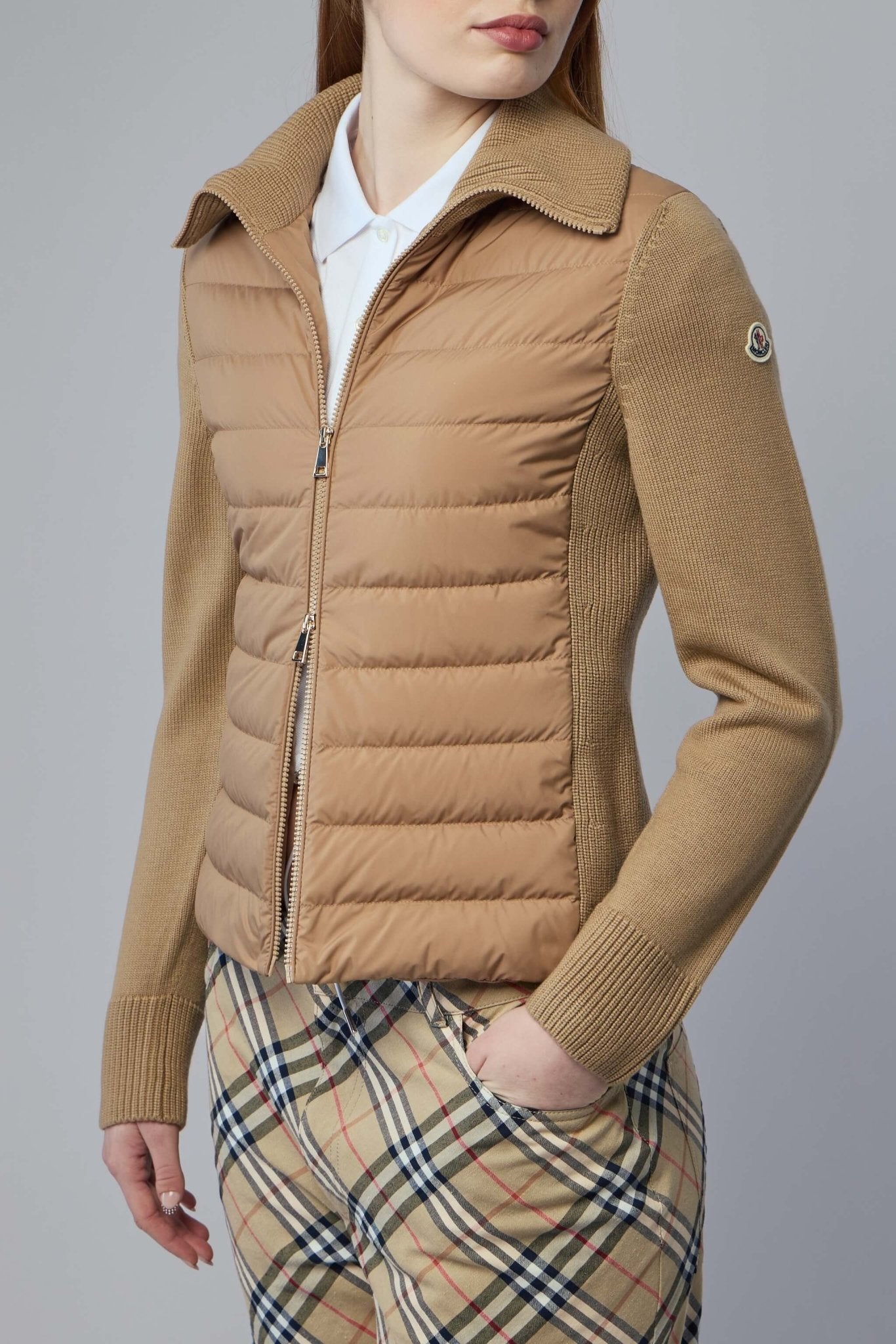 Padded Wool Zip-up Cardigan