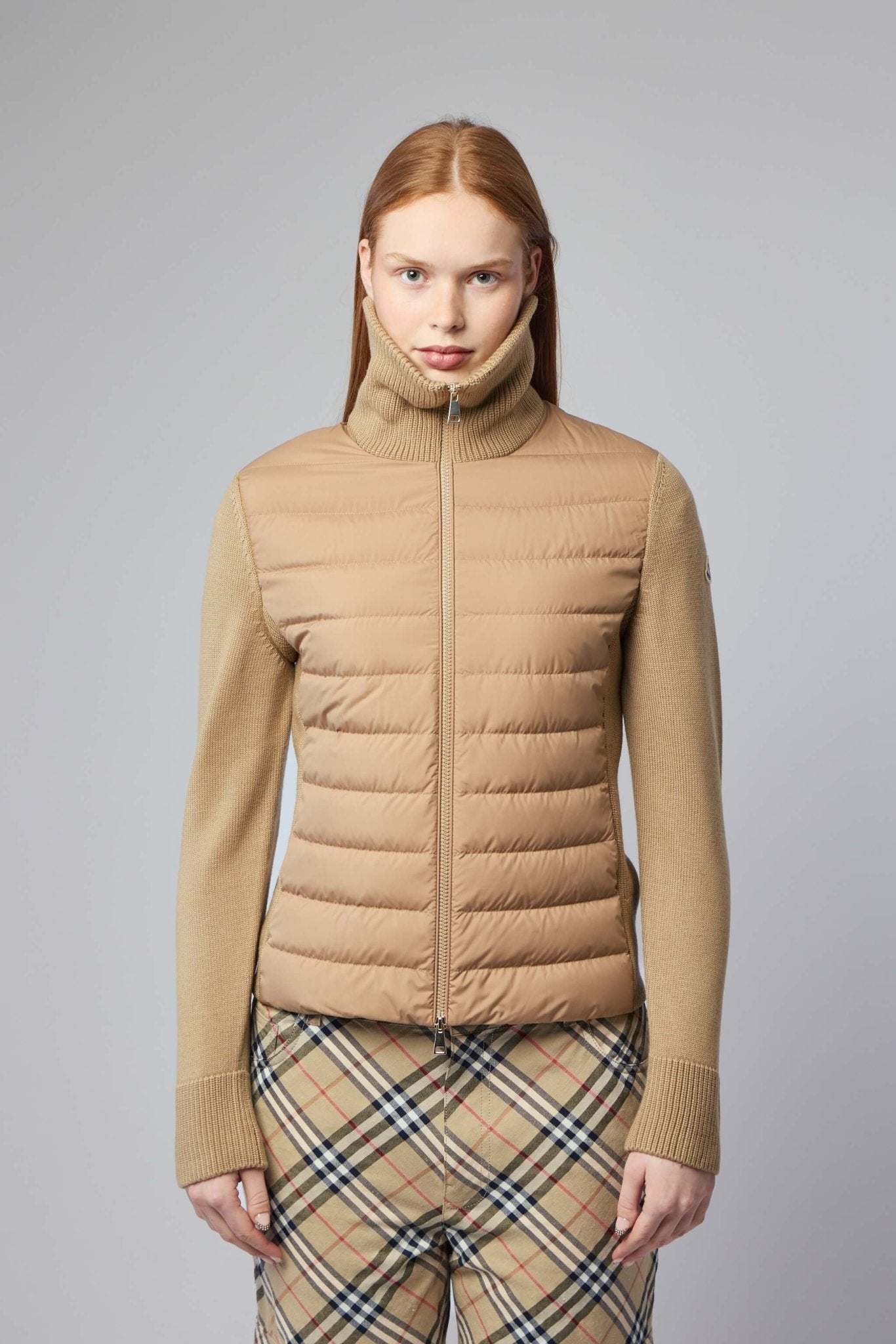 Padded Wool Zip-up Cardigan
