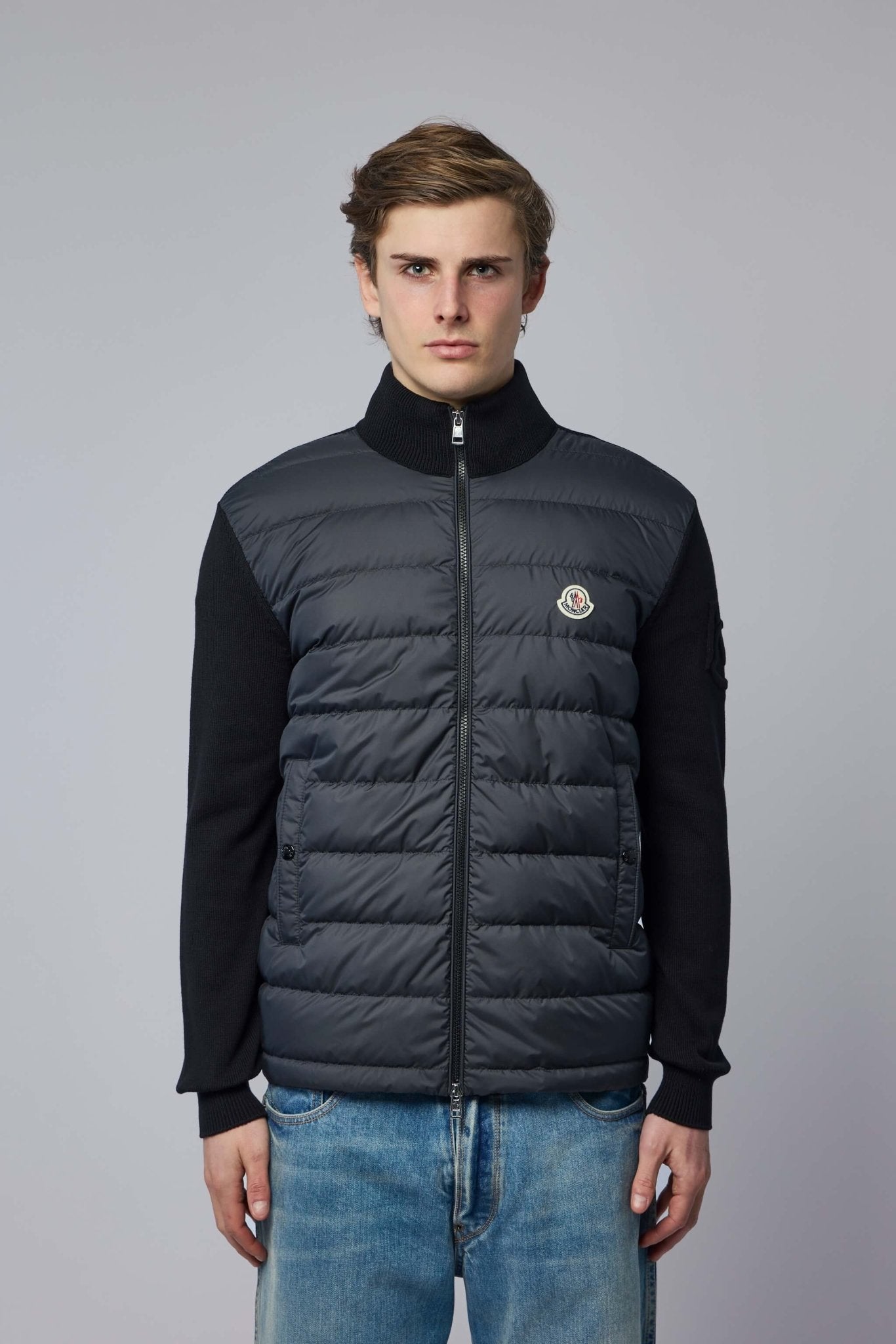 Padded Zip-up Cotton Cardigan