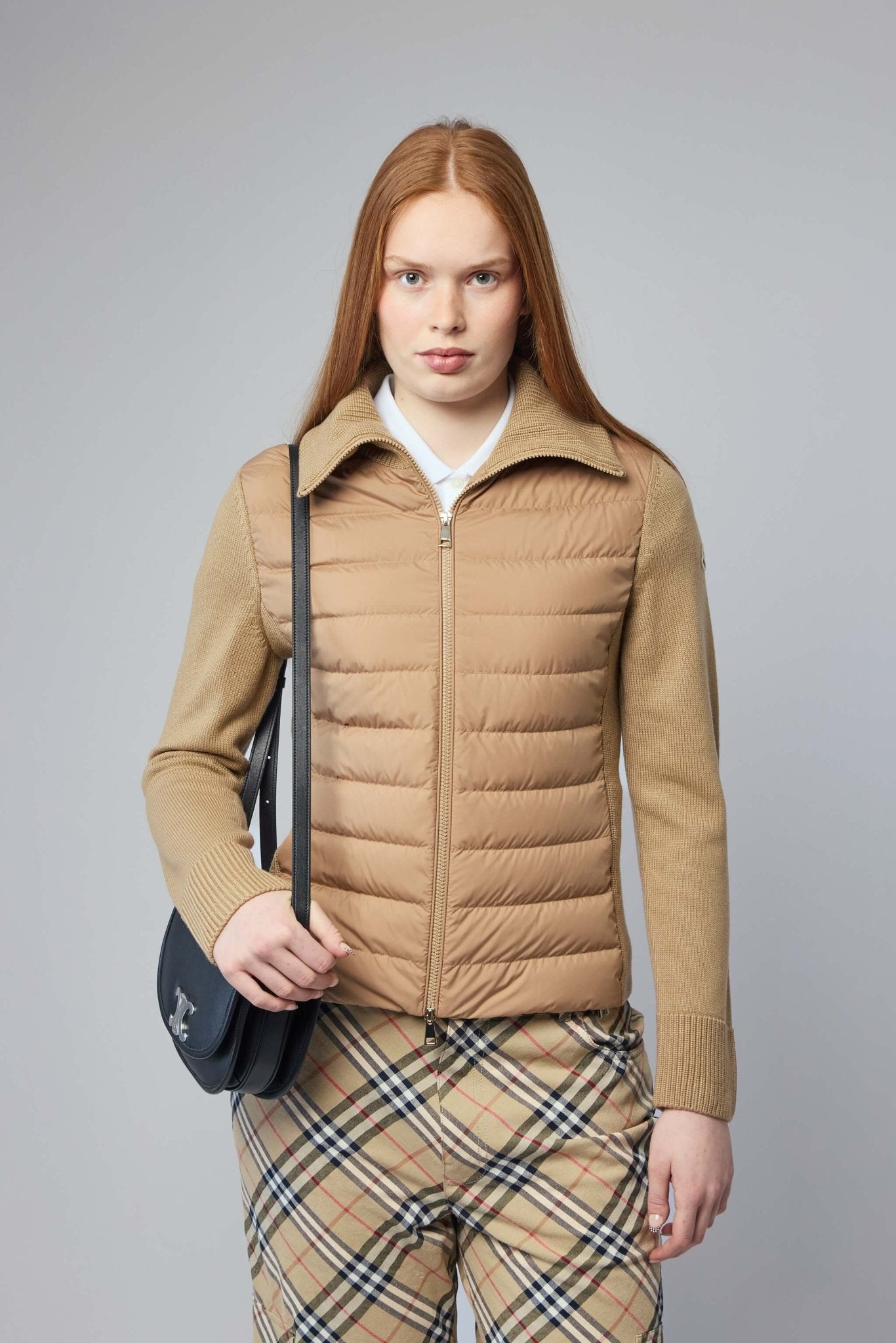 Padded Wool Zip-up Cardigan