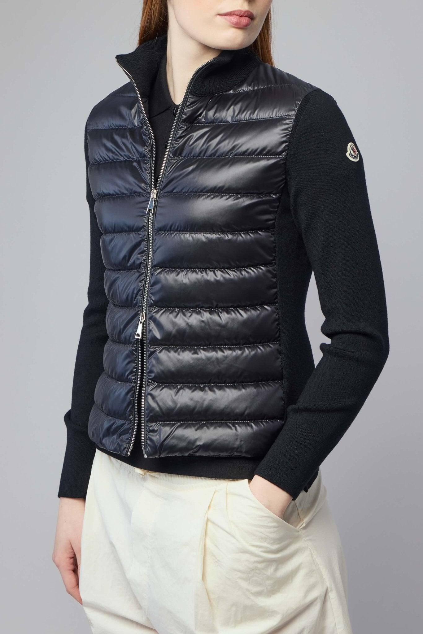 Padded Wool Zip-up Cardigan