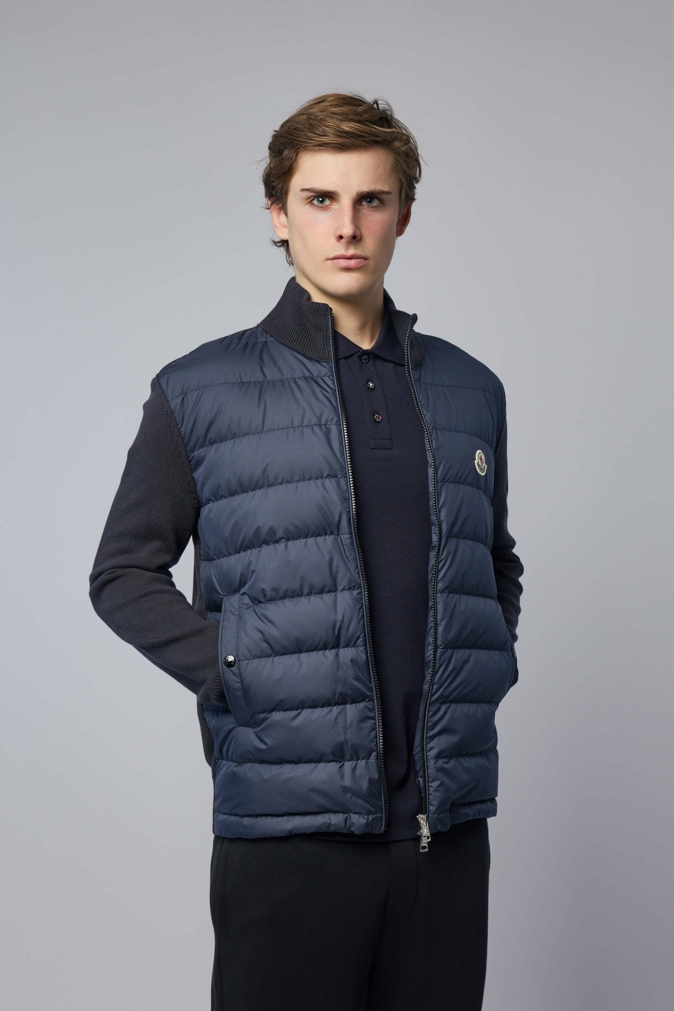 Padded Zip-up Cotton Cardigan