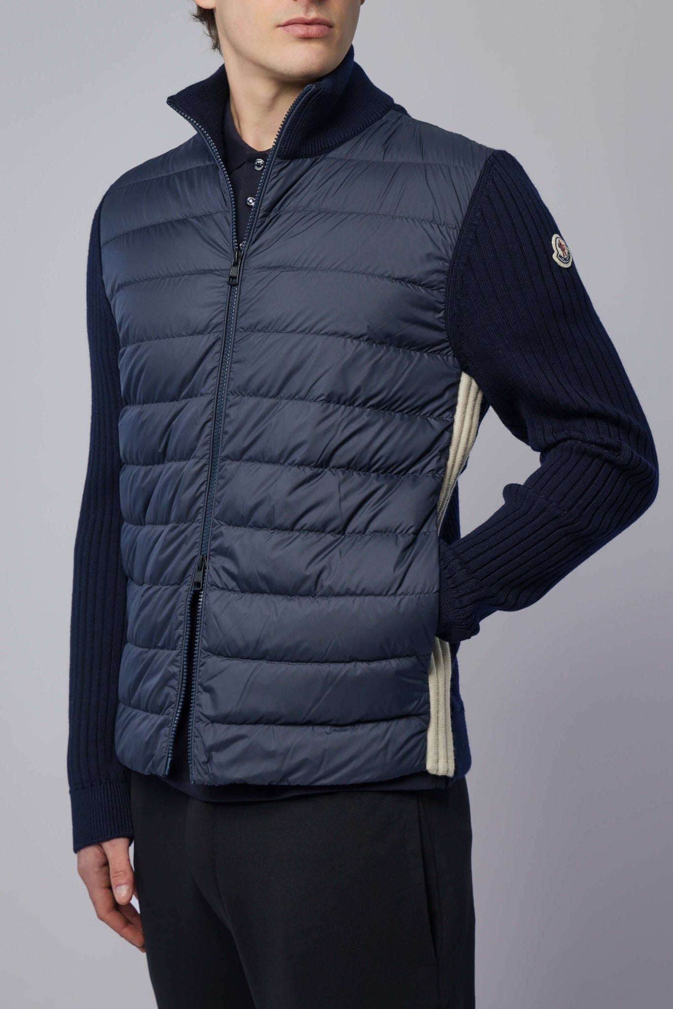 Padded Wool Zip-up Cardigan