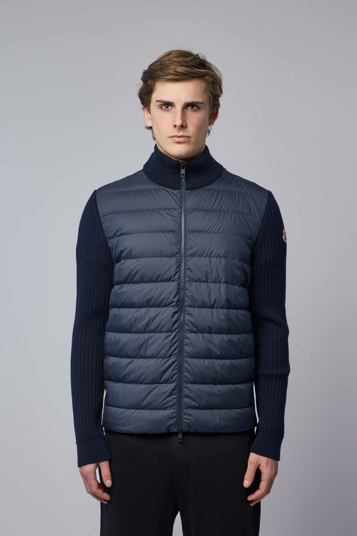 Padded Wool Zip-up Cardigan