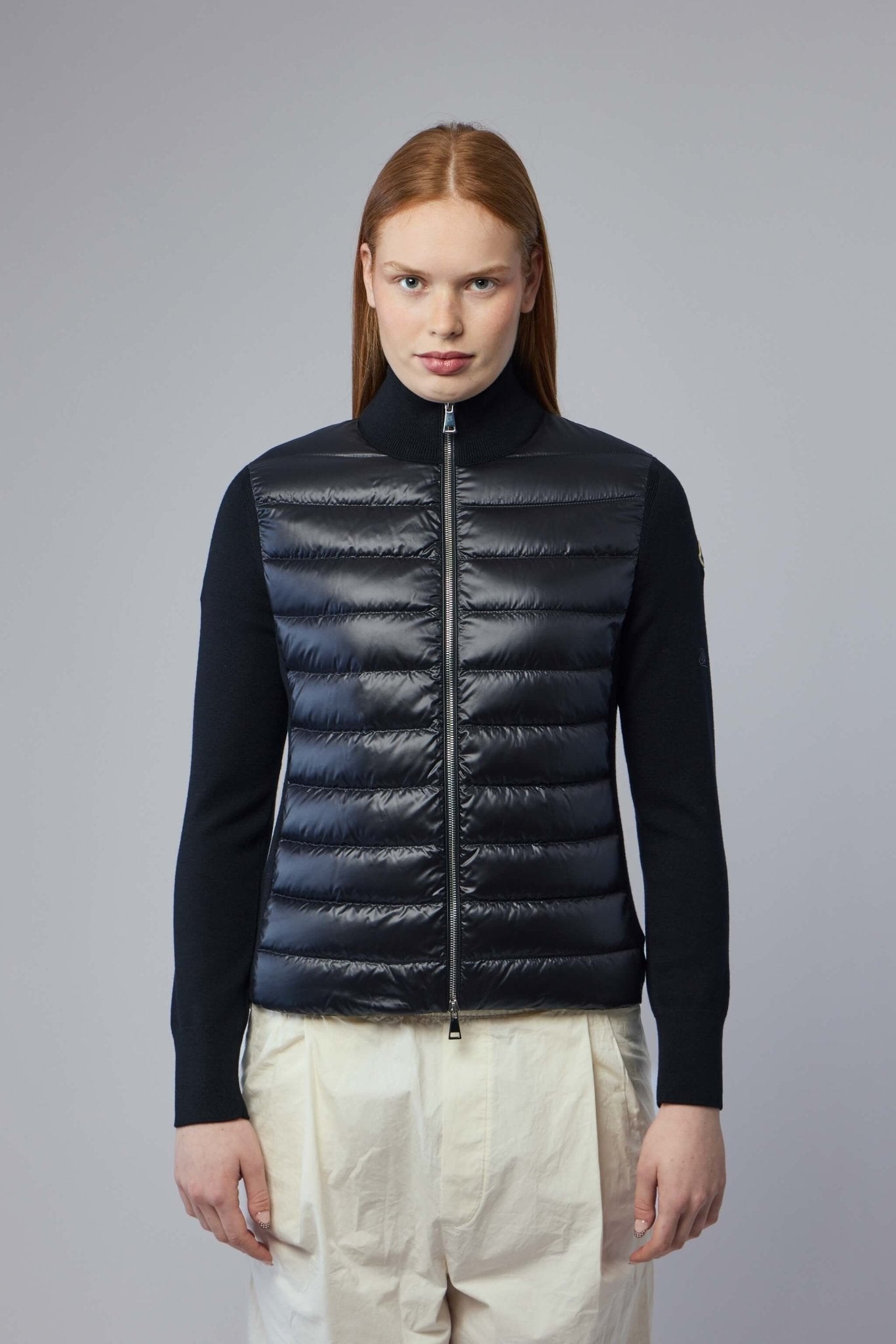 Padded Wool Zip-up Cardigan