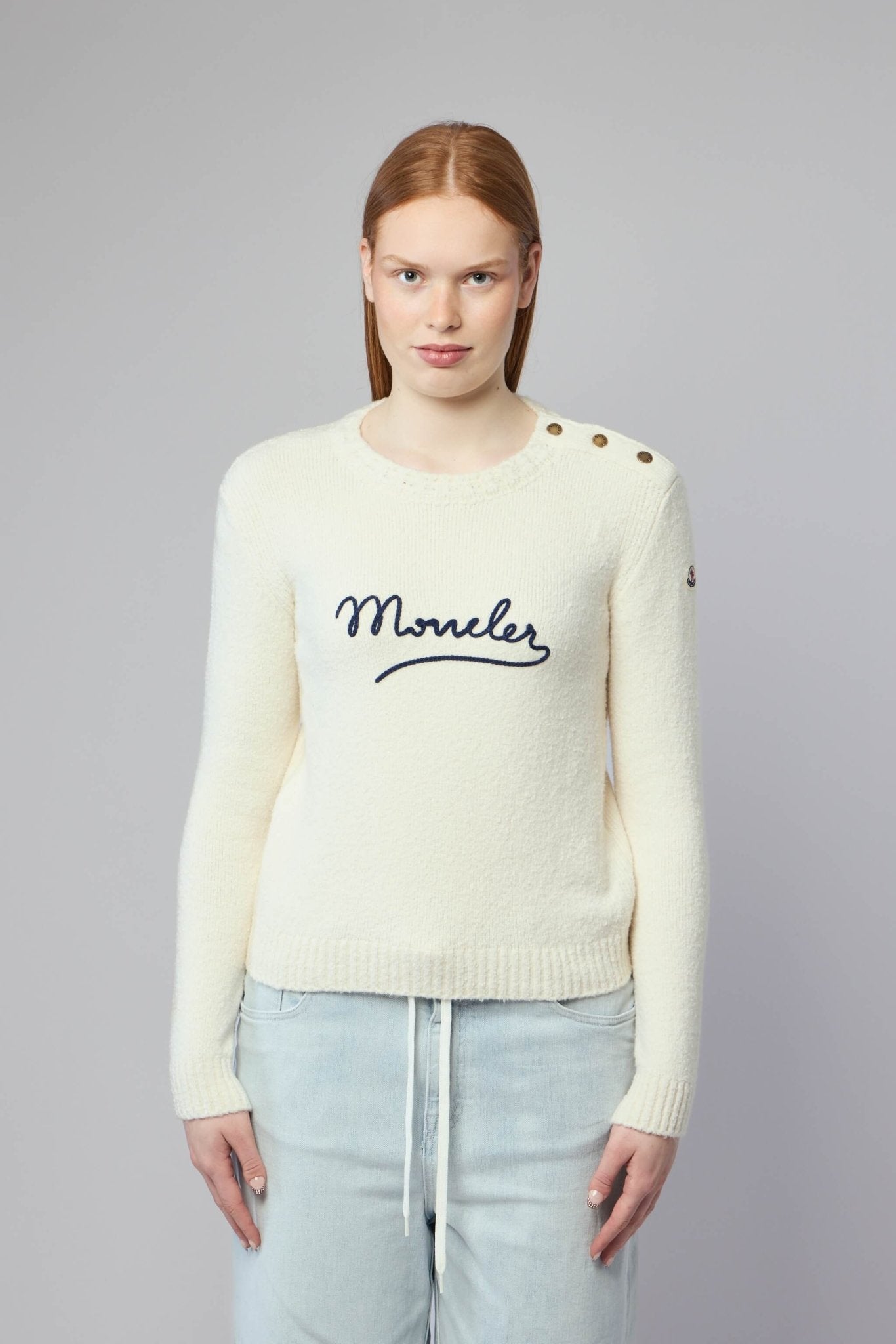 Embroidered Logo Cotton Blend Sweater