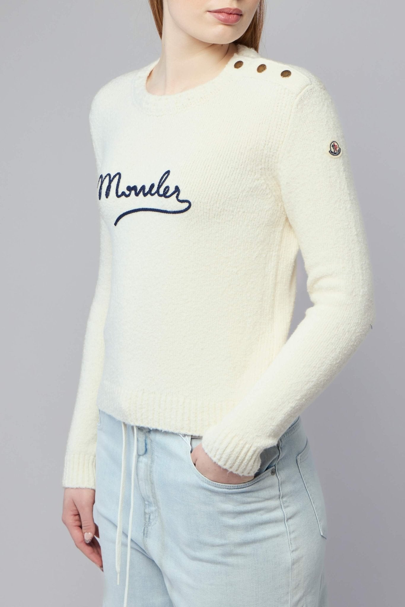 Embroidered Logo Cotton Blend Sweater