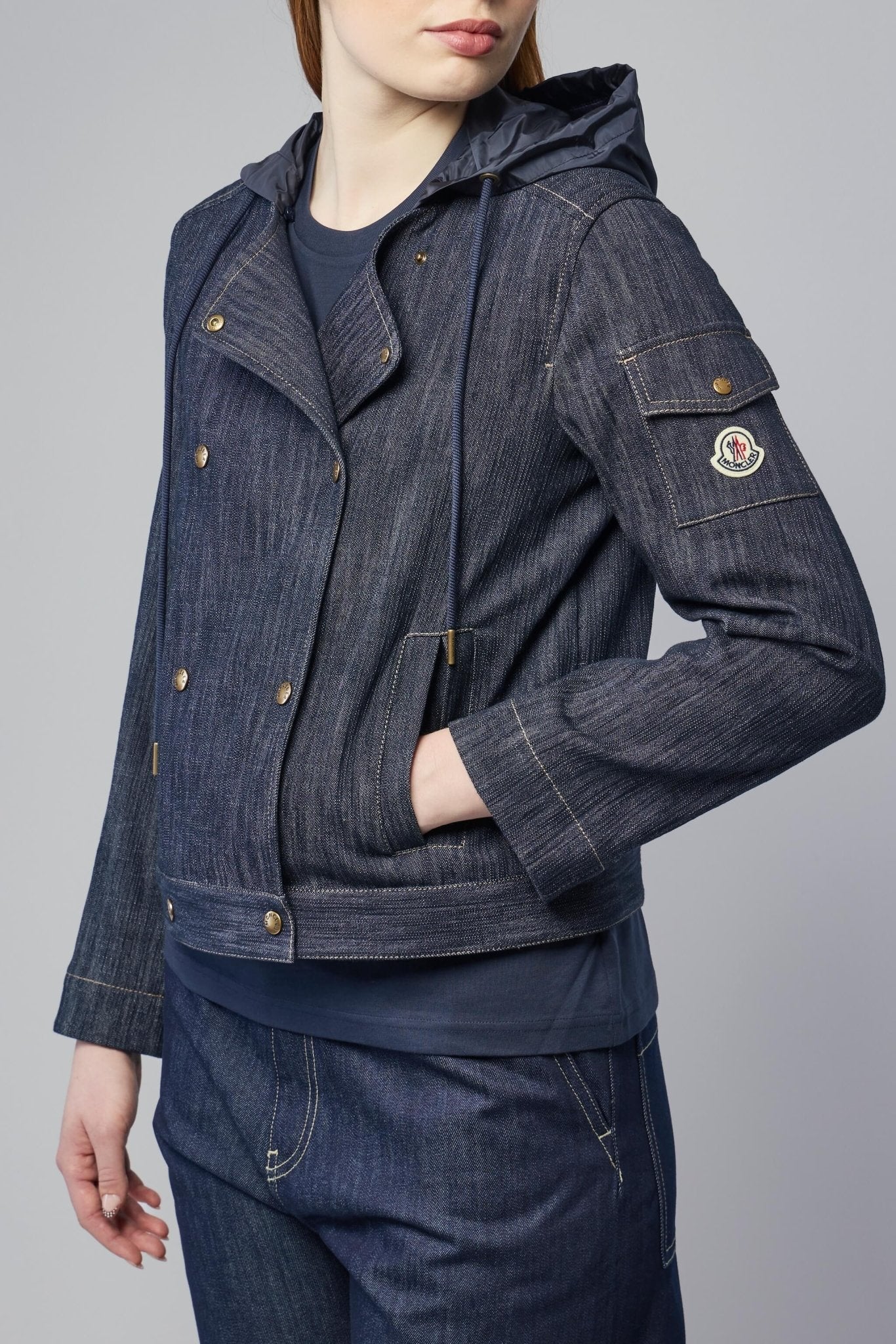 Diervilla Hooded Double-breasted Denim Jacket