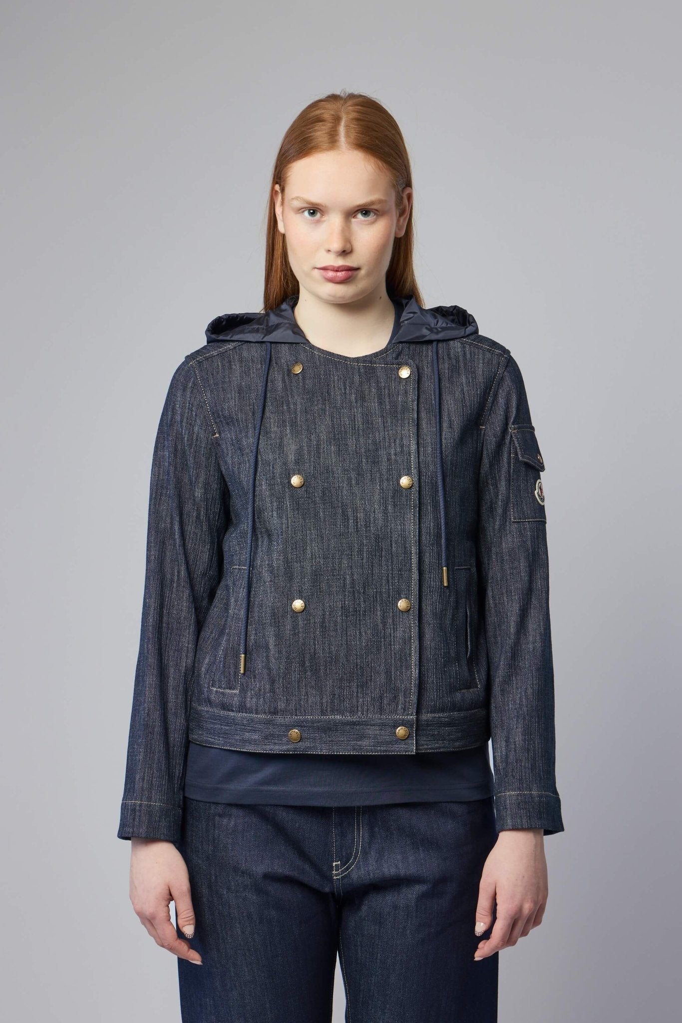 Diervilla Hooded Double-breasted Denim Jacket