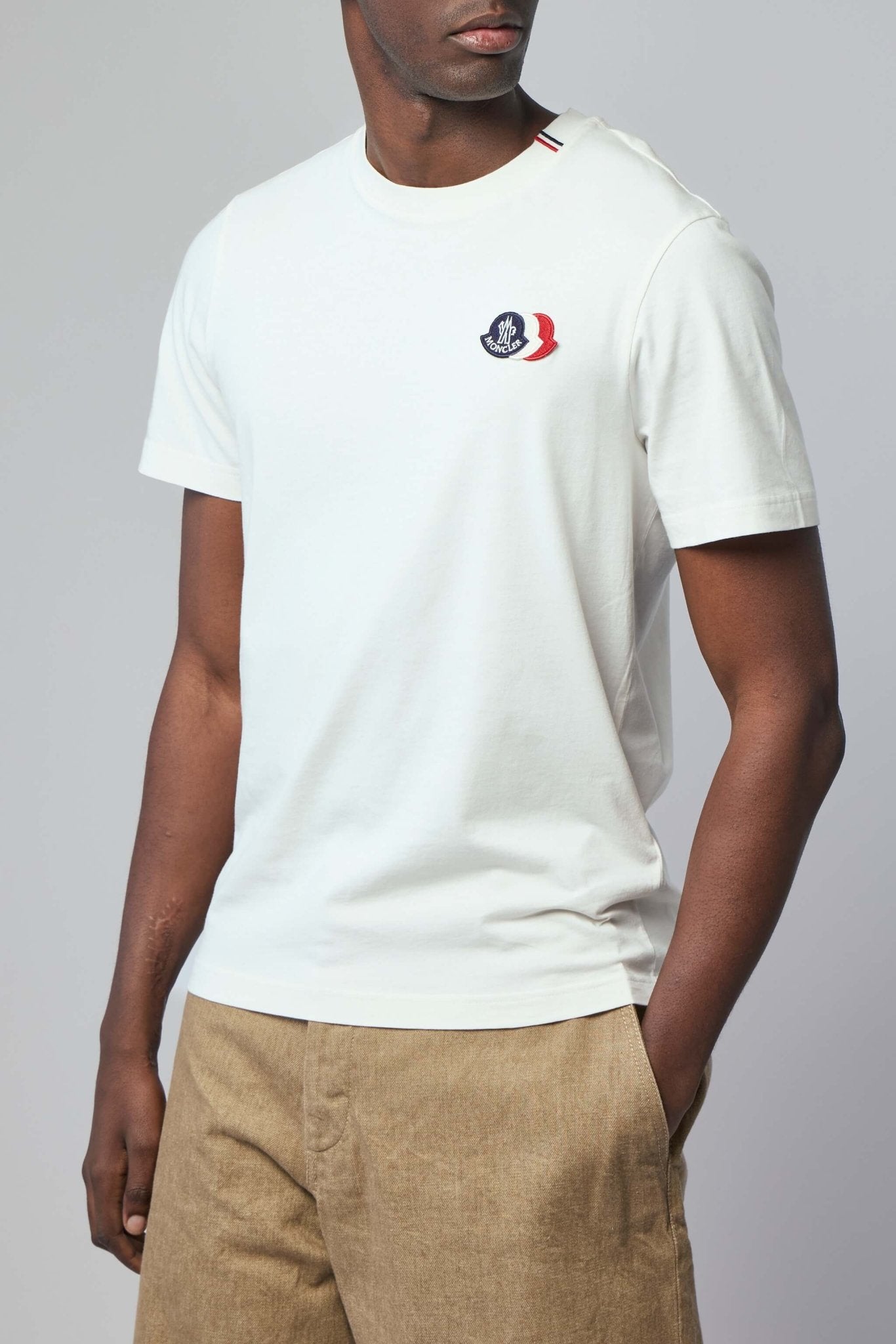 Embroidered Tricolor Logo Cotton T-shirt
