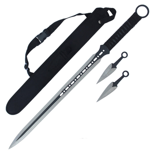 Fire and Steel - Beginner's Ninjato with Throwing Knife Set (Battle Ready)
