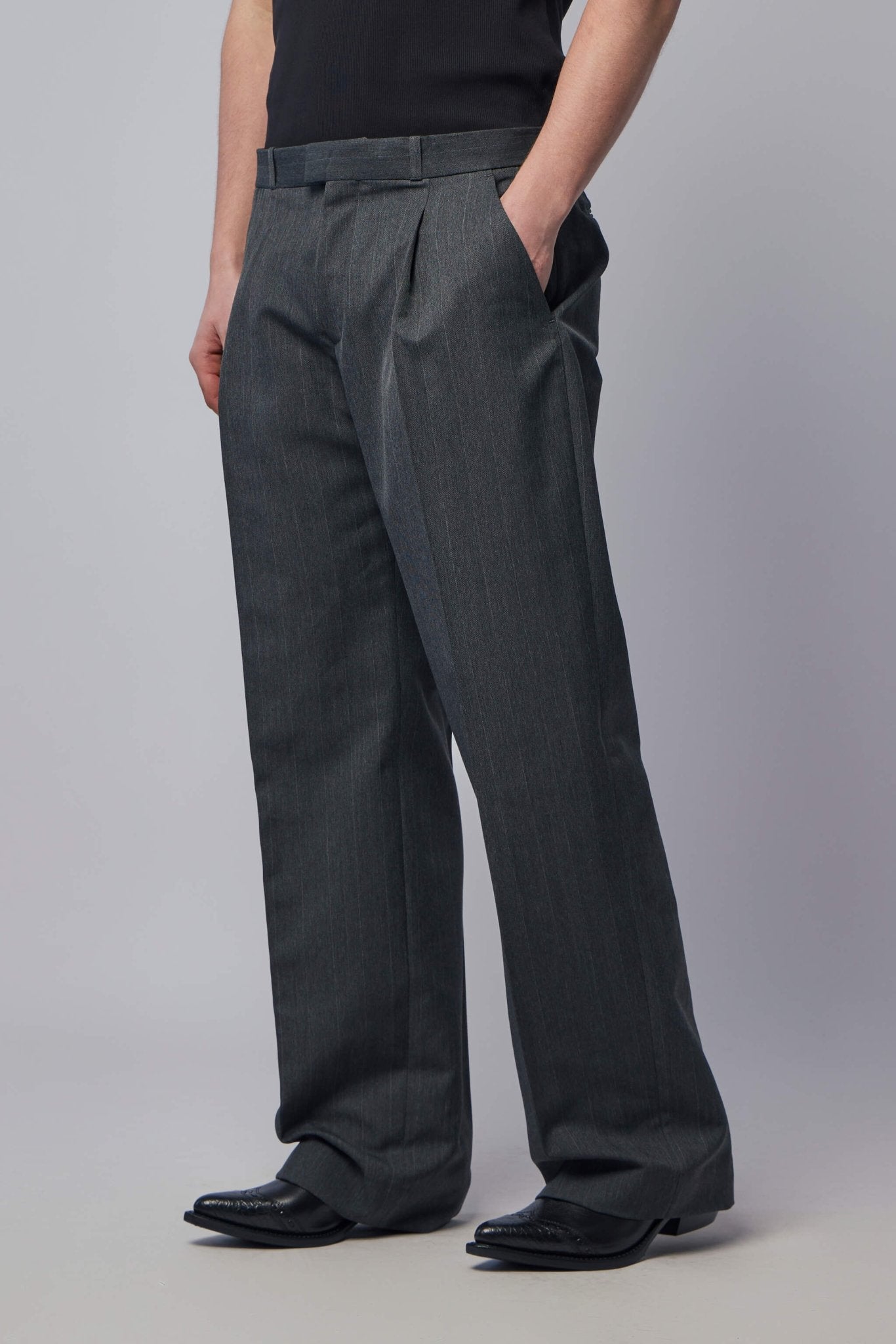 Slack Trouser Shark Pinstripe Herringbone