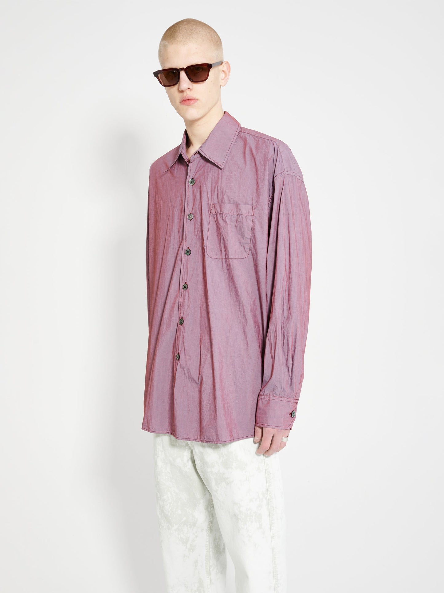 Our Legacy Borrowed Shirt Raspberry Parachute Poplin