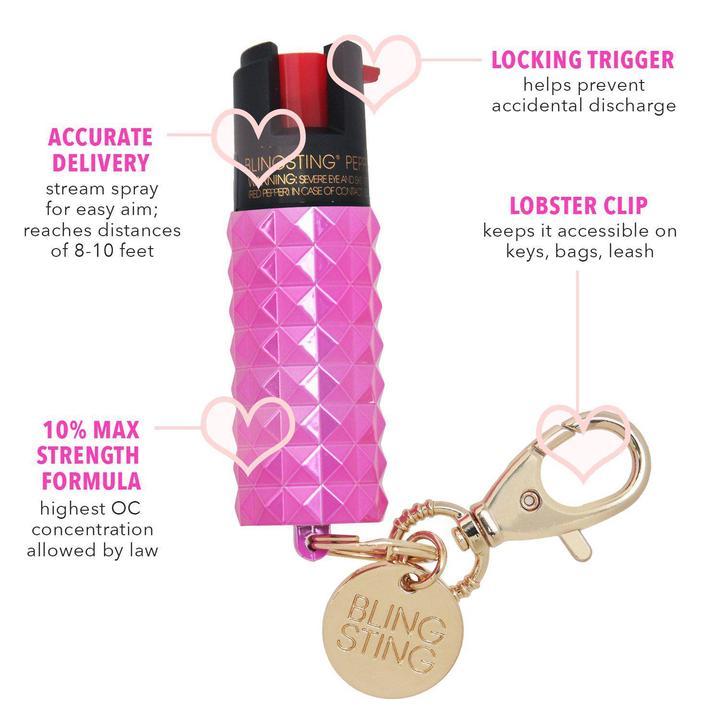 Pepper Spray - Bling Sting: 1/2 oz, Studded Clip-On for Cane