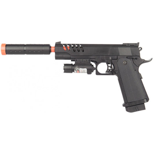 Airsoft Spring M1911 Pistol with Mock Extension and Laser