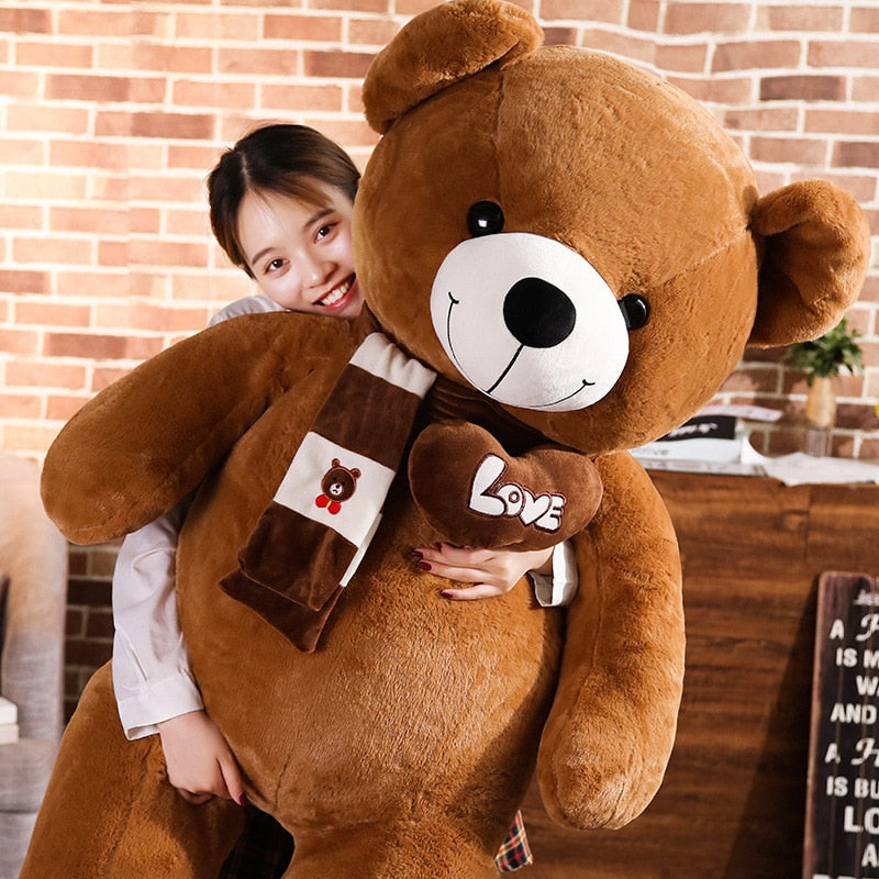 High Quality 100CM Teddy Bear With Scarf Stuffed Animals Bear Plush Toys Teddy Bear Doll Lovers Birthday Baby Gift