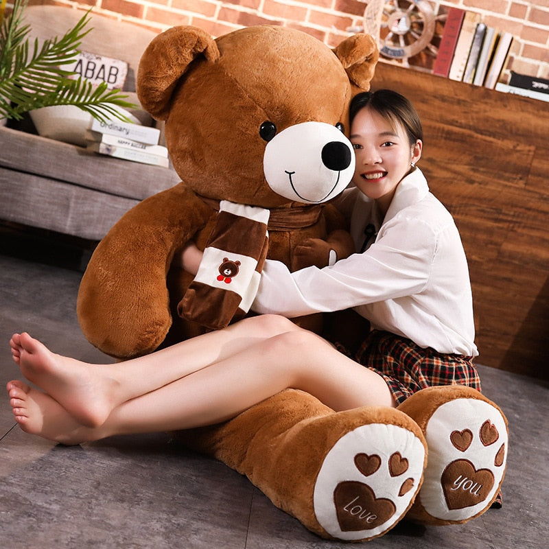 High Quality 100CM Teddy Bear With Scarf Stuffed Animals Bear Plush Toys Teddy Bear Doll Lovers Birthday Baby Gift
