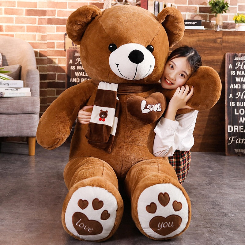 High Quality 100CM Teddy Bear With Scarf Stuffed Animals Bear Plush Toys Teddy Bear Doll Lovers Birthday Baby Gift