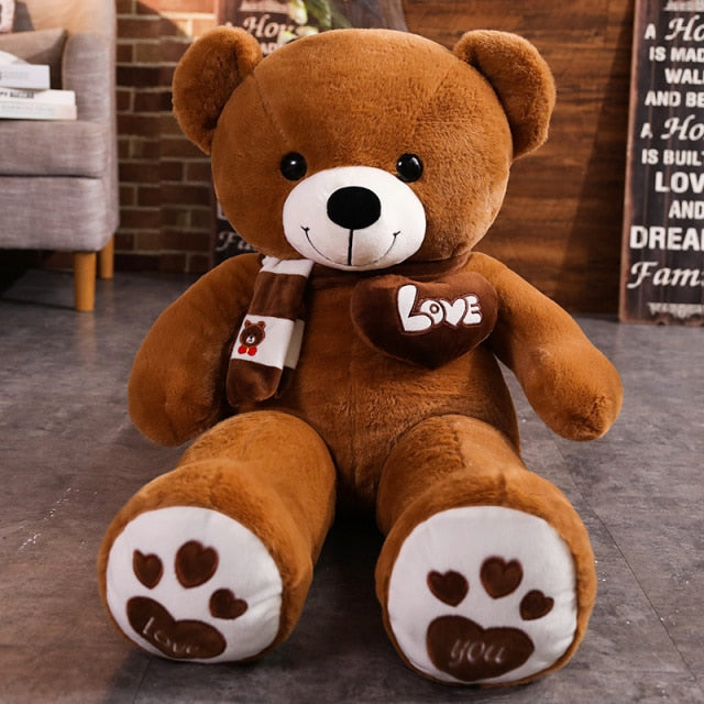 High Quality 100CM Teddy Bear With Scarf Stuffed Animals Bear Plush Toys Teddy Bear Doll Lovers Birthday Baby Gift