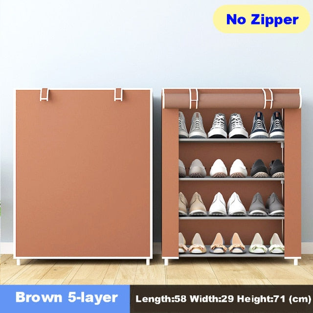 Multilayer Shoe Cabinet Simple Dustproof Home Space-saving indoor Assembly Nonwoven Fabric With Zipper Closed Storage Shoe Rack