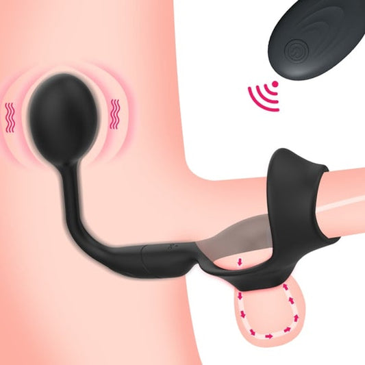3 In 1 Vibrating Prostate Massager With Cock Ring - Cock Ring product image for intimate wellness and personal care